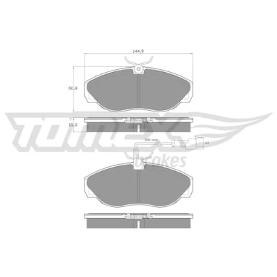 Image de TOMEX brakes TX 11 721 Jeu de plaquettes frein Essieu avant contact signal d&#039;usure inclus FIAT: Ducato II Сamion à Plateau/Сhâssis