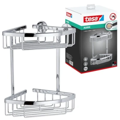Image de Tesa 40430 Elegaant Ensemble Mural Brosse WC, adhésif, chromé, Design Extraordinaire, Garanti, 445 x 95 137 mm Accessoire de salle bain, Acier Inoxydable/Angle Arrondi