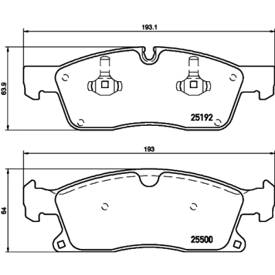 Image de HELLA 8DB 355 019 701 Jeu de plaquettes frein préparé pour indicateur d&#039;usure MERCEDES BENZ: Classe ML, GLE SUV, Coupe