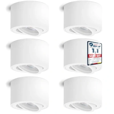 Image de linovum SMOL Lot de 6 spots LED encastrables blanc Plat &amp; orientable Spot plafond avec module 4 W chaud 230 V
