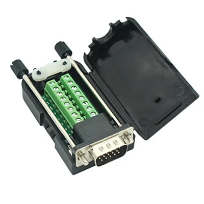 Image de Adaptateur DB15 D SUB VGA mâle 3 rangées 15 broches vers connecteurs de carte dérivation avec étui