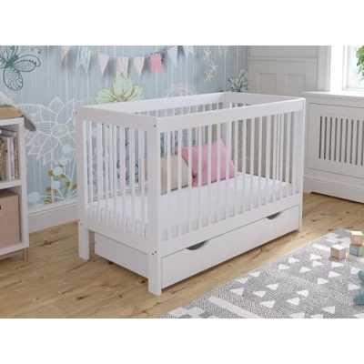 Image de Love For Sleep lit Bebe Evolutif avec tiroir en Bois Blanc 120x60cm, Transformable Un Canapé Une Barrière de Sécurité, Traditionnel