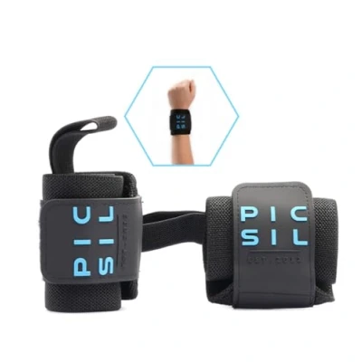 Image de PICSIL Bracelets pour Musculation, Support de Poignet Solide avec Passant Pouce, Bande Flexible Faite en Coton Extensible, Idéale l’Haltérophilie, Crosstraining, WODs, Unisex (Bleu)