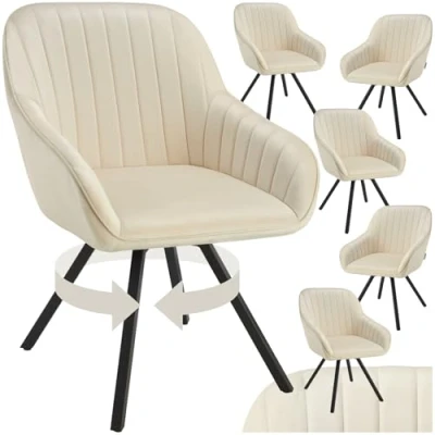 Image de TecTake® Lot de 6 Chaises Salle à Manger Pivotantes Modernes Fauteuil Salon Velours Chaise Rembourrée Confortable Design Meuble pour Manger, Salon, Coiffeuse, Chambre, Cuisine