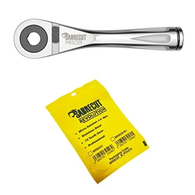 Image de 1 x SabreCut MRSC01 Mini Micro Cliquet 1/4&quot; Hex En Acier Inoxydable Professionnel 72 Dents Clé Ã Main