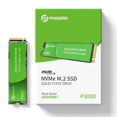 Image de PHIXERO P3000 SSD NVME 1 to, PCIe Gen3x4, M.2 2280, Vitesses de Lecture jusqu&#039;à 3 000 Mo/s, Disque Dur Solide Interne avec 3D NAND QLC pour Ordinateurs Portables, Bureau, etc