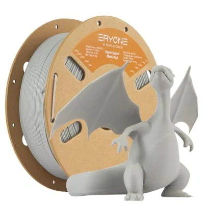 Image de ERYONE High Speed Matte Filament PLA 1.75mm +/ 0.03mm, 3D Printing Pro Fit Most FDM Printer, 1kg / Spool, Light Grey