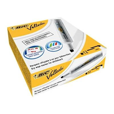 Image de BIC 30559 Marqueur Velléda 1711 Et 1791 pointe biseautée tracé effaçable corps plastique encre cétone 2 5 mm Noir