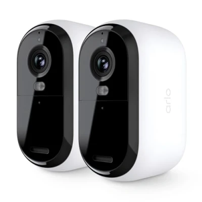 Image de Arlo Essential 2 2K, Caméra de Surveillance WiFi Extérieure Sans Fil, Autonomie 6 mois, Vision Nocturne Couleur, Sirène et Audio Bidirectionnel, Essai Secure Inclus, Caméras Blanc