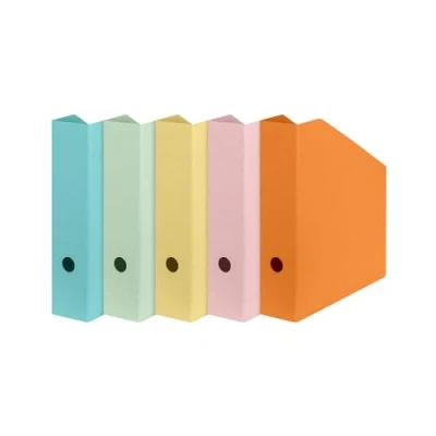 Image de Falken Pure Pastel Lot de 5 porte revues végétaliens, fabriqués en Allemagne, carton reliure raffiné, pour format A4/C4, 7,5 cm large, écologique, trou préhension, certifié FSC
