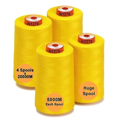 Image de New brothread 28 Options 4 Grand Cône de 5000M Tout usage Fil à coudre en polyester 40S/2 (Tex27) pour la couture, le matelasser, patchwork, surjeter Lemon