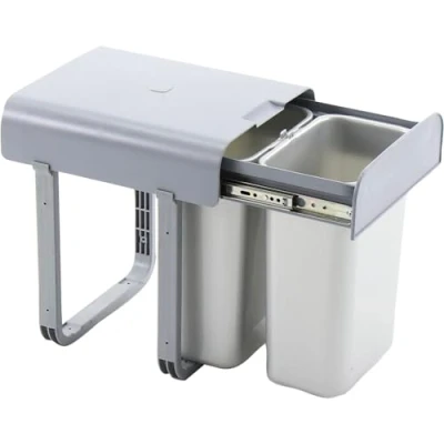 Image de Ekotech Poubelle Aladin 2 x 8 l Extensible à partir de 40 cm largeur Gris