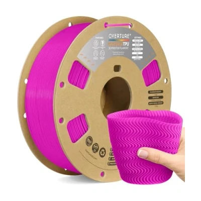 Image de OVERTURE TPU High Speed Filament 1,75 mm, Flexible 95A Roll, bobine de 1kg (2,2 lb), Précision Dimensionnelle +/ 0,02 mm (HS Magenta Néon)