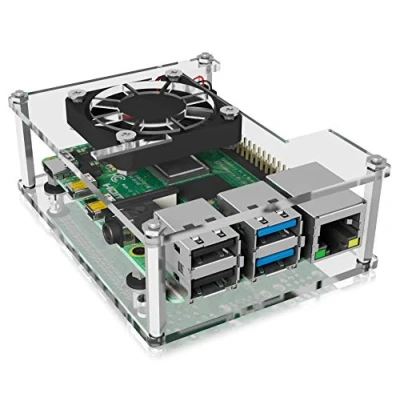 Image de Icy Box Raspberry Pi 4 Boitier avec Ventilateur Transparent et sans Cadre en Acrylique dissipateur de Chaleur 3 Zero 1er Set