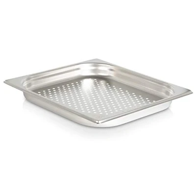 Image de jokobela Récipient Gastronorm 2/3 40 mm perforé (6 de diamètre) en Acier Inoxydable Dimensions : 353 x 325 pour Cuisiner avec Chafing Dish ou Bain Marie (0,6 d&#039;épaisseur)
