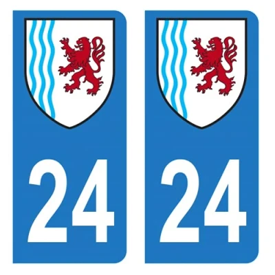 Image de HADEXIA Autocollant Stickers Plaque immatriculation Voiture Auto département 24 Dordogne Logo Région Nouvelle Aquitaine