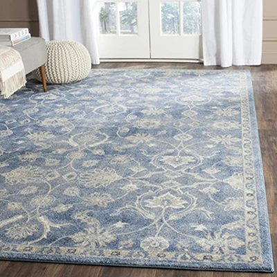 Image de Safavieh Corina Grand Tapis de Salon rectangulaire pour Une Utilisation en intérieur, Polypropylène, Bleu/Beige, 120 X 180 cm
