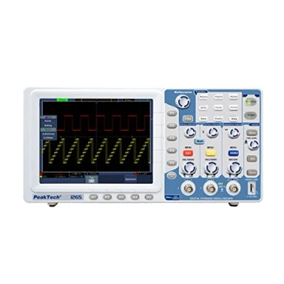 Image de PeakTech 1265 Oscilloscope à 2 canaux (30MHz) avec Interface USB, VGA, LAN et Écran Couleur TFT 8&quot; Haute Résolution, 20 Modes de Mesure Automatiques, Numérique Mémoire (10 000./Ch.)