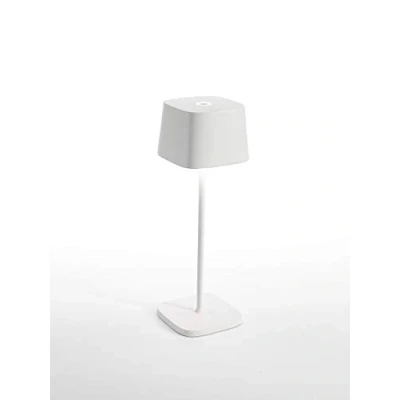 Image de Zafferano Ofelia Lampe de table à LED intensité variable, Protection IP65, Utilisation intérieure/extérieure, Chargeur Micro USB, H30cm, prise UE, 2,2W Blanc
