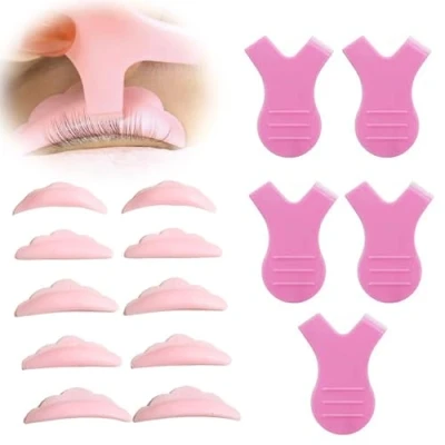 Image de 50 Pièces D&#039;Assistants De Recourbe Cils Et 5 Brosses À En Forme Y, Coussinets Silicone Pour Recourber Les Cils, Outils Beauté Maquillage Des