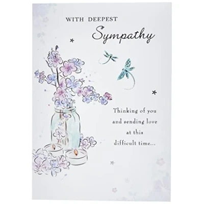 Image de Piccadilly Greetings Group Ltd Carte de vœux « WONDERFULLY WORDED WITH DEEPEST SYMPATHY » 17,8 x 12,7 cm, blanc, gris, noir
