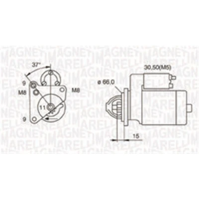 Image de MAGNETI MARELLI 063721260010 Démarreur 12 1,3 11 PEUGEOT: 206 3/5 portes, 307 207 CITROËN: C3 I portes