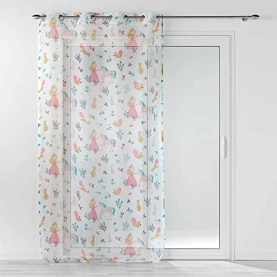 Image de douceur d&#039;intérieur, Voilage à Oeillets (140 x 240 cm) Princesse Licorne Blanc, Voile Imprimé Transfert