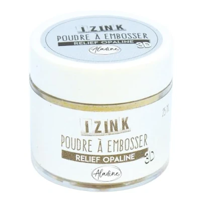 Image de Aladine Poudre à Embosser Izink Opaline Embossing Effet Volume 3D pour Scrapbooking et Carterie Créative Scrap en Relief Couleur Blanc Nacré Pot de 25 ml