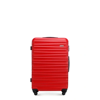 Image de WITTCHEN Valise de Voyage Bagage à Main Cabine Rigide en ABS avec 4 roulettes pivotantes Serrure Combinaison Poignée télescopique Groove Line Taille L Rouge