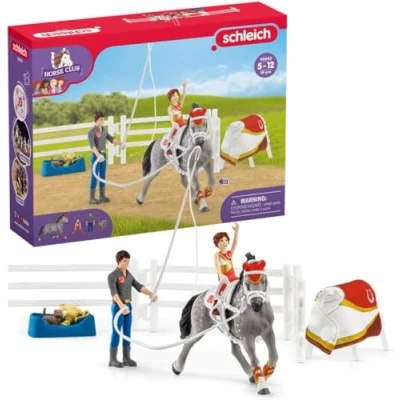 Image de coffret d&#039;entraînement a la voltige de Mia, schleich avec 18 éléments inclus dont 1 cheval et 2 personnages,