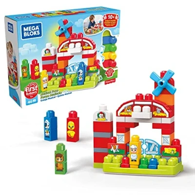 Image de Mega Bloks First Builders La Ferme Musicale, Animaux et Sons, Briques Jeu de Construction, 46 Pièces, Jouet pour Bébé Enfant 1 à 5 Ans, GCT50