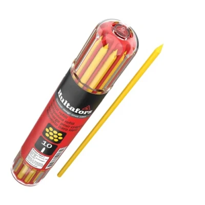 Image de Kit de recharges jaunes pour marqueur trous profonds 10 pcs I Hultafors Distributeur pratique à clip Recharge universelle 2,8mm crayon charpentier Adapté pls surfaces 650160