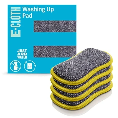 Image de e cloth Coussinet pour Vaisselle, Polyester, Jaune, Pack de 4