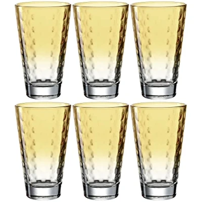 Image de Leonardo Optic 025903 Lot de 6 verres à long drink, lavables au lave vaisselle, en verre coloré, jaune, 300 ml
