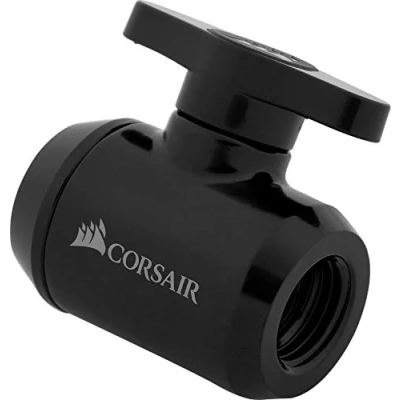 Image de Corsair Hydro X Series, XF Robinet Vanne à Bille (G1/4&quot; BSPP Filetage du Port, Solide Laiton Durabilité, d’étanchéité Deux étages, Finition de Haute Qualité, Optimisés pour les Débits) Noir