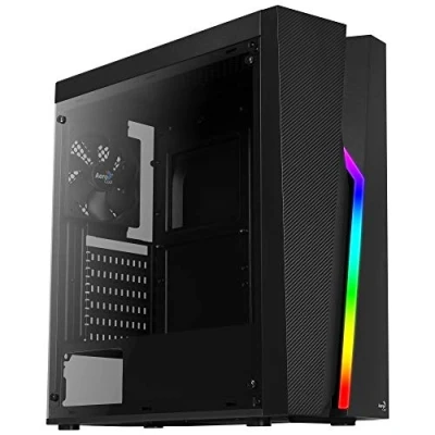 Image de Aerocool Bolt Mid Tower RGB PC Gaming Case, ATX, Full Acrylic Side Panel, LED Strip Included, 13 Lighting Modes, 1 x 120mm Black Fan High Performance Case ,