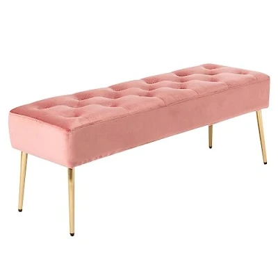 Image de DUHOME Banc avec Boutons, Rembourré de Chaussures Repose Pieds Lit Tabouret pour Entrée Salon Chambre à Coucher, Blanc