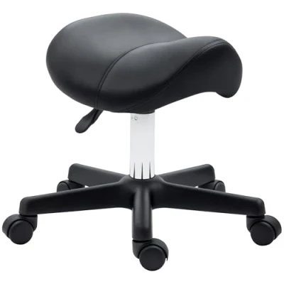 Image de HOMCOM tabouret de massage selle ergonomique pivotant 360 hauteur réglable revêtement synthétique noir