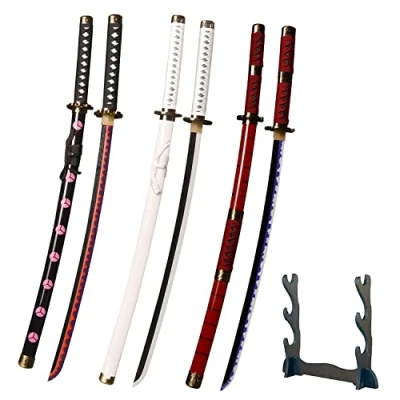 Image de LQZJG Ensemble de 3 pièces Cosplay Anime Bambou Roronoa Zoro épée Katana Shusui&amp;Wado Ichimonji&amp;Sandai Kitetsu 103 CM / 40 Pouces