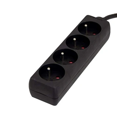 Image de Universel Prise mult+cordon 4x16a rectang. noir 1.5m 44022