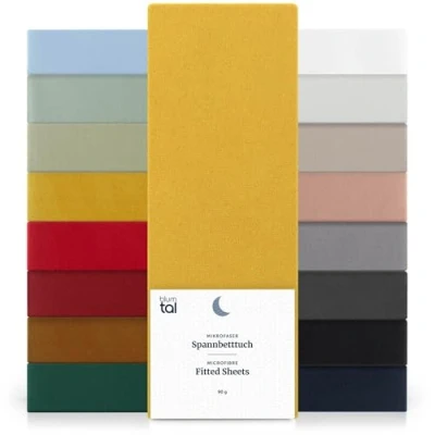 Image de Blumtal Basics Lot De 2 Drap Housse 140 x 200 30cm 30cm, Microfibre Haute Qualité Doux, Résistant, Anti Plis Certifié Oeko Tex Spicy Mustard Jaune
