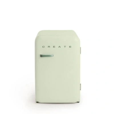 Image de CREATE / RÉTRO FRIGO 83.5 ARGENT/Réfrigérateur vert pastel avec poignée sauge 98W, basse consommation, 2 étagères, régulateur de température, porte bouteilles, 56x54x84cm.