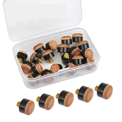 Image de YOTINO 20 Pièces Embouts Queues de Billard, 10mm Procédés à Visser pour Cue Conseils Marron Snooker avec Clear Box