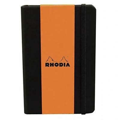 Image de RHODIA 118079C Carnet Rigide Webnotebook noir A6 Uni 192 pages Papier Clairefontaine Ivoire 90 g/m² Marque Page, Fermeture Élastique Couverture Simili Cuir