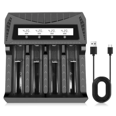 Image de Chargeur Accu 18650, Pile, de Piles Rechargeables, Rechargeable Batterie 18650 Convient pour au Lithium 3.7 V et Ni Mh/Ni CD AA