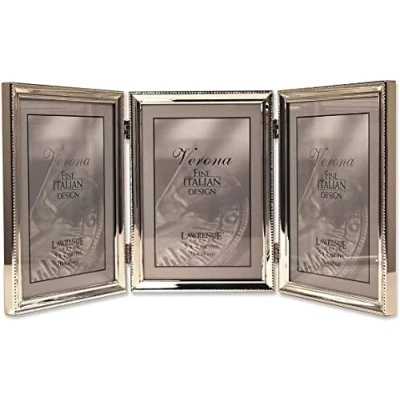 Image de Lawrence Frames, bordure de perles triple, argenté, 12,7 x 17,8 cm