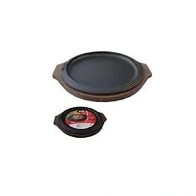Image de Ilsa Assiette à servir, fonte émaillée, plateau en bois, diamètre 31 cm