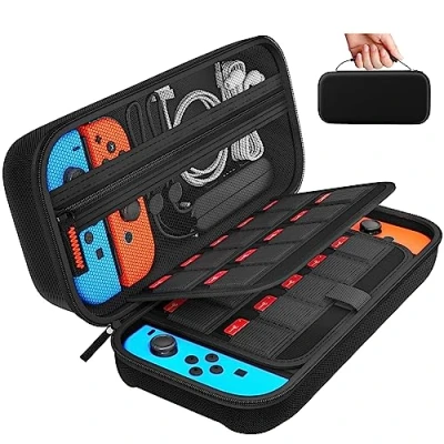 Image de daydayup Étui pour Nintendo Switch et OLED Pochette Housse Coque avec 20 Emplacement Carte en Matériau Durable Anti Protection Console &amp; Accessoire