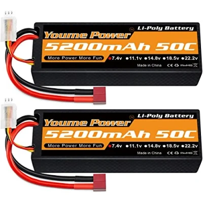 Image de 2s Lipo Batterie 5200mAh 50C 7,4V RC Étui Rigide avec Deans Connecteur Compatible Losi Axial 1/8 1/10 Véhicules Voiture Camion Buggy Truggy Avion Drone Bateau Hobby (2 Paquets)