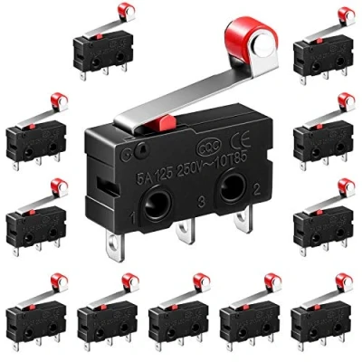 Image de beihuazi® Micro Interrupteur Fin de Course Switch SPDT Snap Action 12pcs 125 250V 5A 1NO 1NC 3 Broches Levier Rouleau